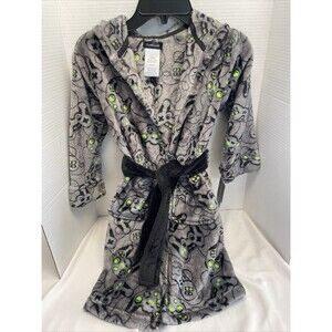 Cuddl Duds Soft  Boy's Hood Robe/Bathrobe Gray Video Game Sx Sm 4/5 pockets New